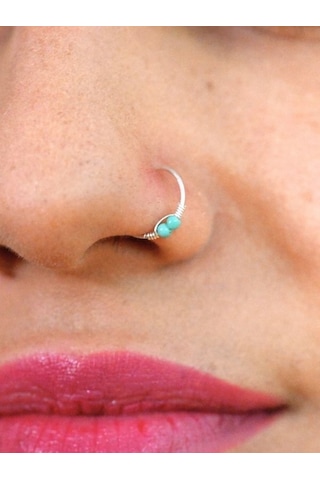 Gümüş İki Turkuaz Taş Ve Yay Detay Hızma 925 Ayar Hızma-hızma47 Gümüş