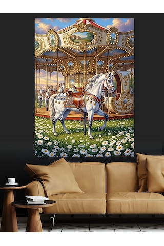 Ahşap Tablo Atlı Karınca Lunapark Eğlencesi
