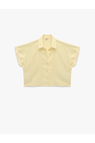 Koton Kısa Kollu Kaçık Yaka Oversize Saten Gömlek Sarı 6sak60056pw Sarı