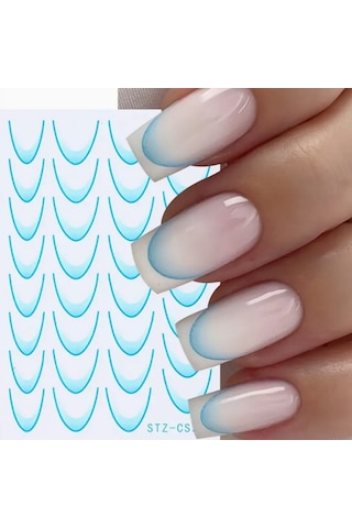 Nail Art Metal Folyo Stiker Metal Folyo Geometrik Stz-cs306 Beyaz