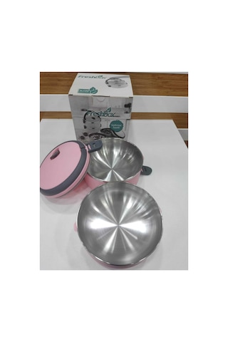 2 Katlı Sefer Tası Yemek Termosu Mix Renk Çok Renkli