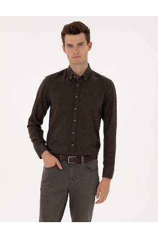 Pierre Cardin Erkek Kahverengi Gömlek Desenli 50316751-vr029 Kahverengi