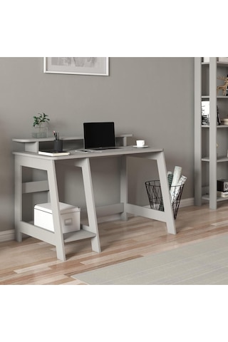 Country Ergonomik Çalışma Masası, Modern Bilgisayar Masası - Gri