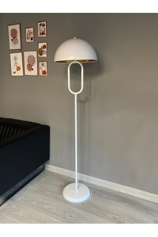 Beyaz Lambader Modern Dekoratif Metal Oturma Odası Çalışma Odası Zemin Lambası 6907 Beyaz