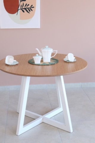 BAMBU Renk Yuvarlak Yemek Masası, Modern BAMBU MDF  Yemek Masası,