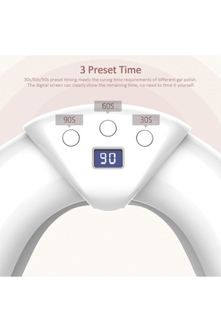 Skycity 36w Led/uv Çift Işık Kaynağı Manikür Lambası, 18 Işık Pimi, 3 Zaman Ayarı 30s/60s/90s , Sayım Göstergesi, Akıllı Entegre Sensör, Uv Jel/led Oje Uyumlu, Katlanabilir U-şekilli Gövde, Beyaz