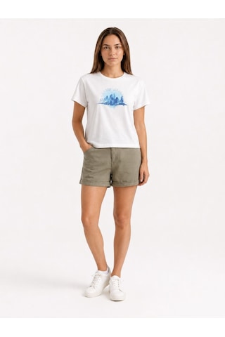 LOFT Boxy Fit Kadın Tshirt K.kol Off White Blue