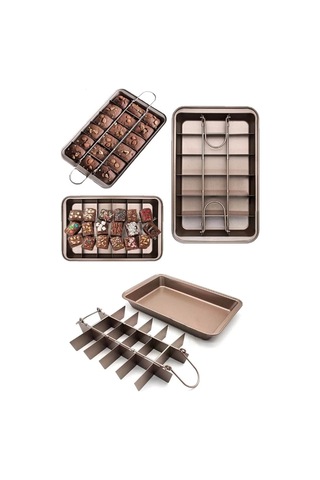 Pratik Paslanmaz Çelik Yanmaz Yapışmaz 18 Bölmeli Brownie Kek Kalıbı Kek Kalıbı Fırın Tepsisi
