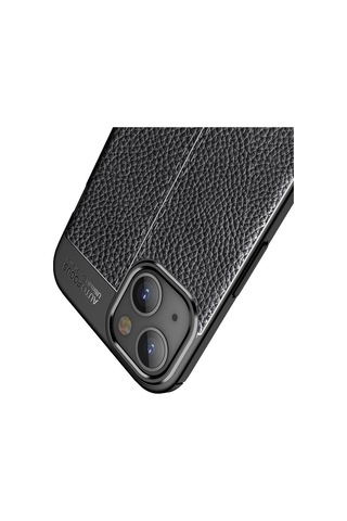 Smcase Apple Uyumlu iPhone 13 Kılıf Deri Dokulu Silikon