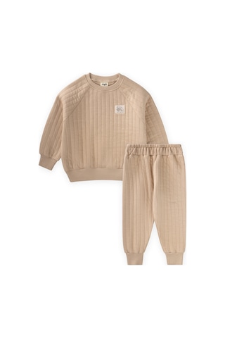 Cigit Kapitone Sweatshirt Takım 1-7 Yaş Bej Bej