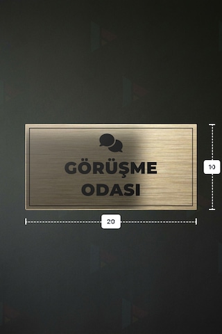 Görüşme Odası Yazılı - Metal - Gold Renk - Kapı İsimliği - 20x10 Cm