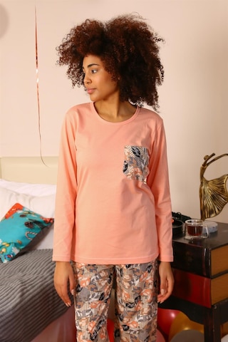 Akbeniz Kadın Uzun Kol Penye Pijama Takım 4196 - S Yavruağzı
