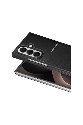 Samsung Galaxy Uyumlu Z Fold 8 Ultra Kılıf High Pu Deri Hdd Hbc-482 Siachen Case Siyah