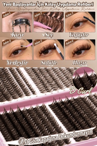 640 Parça Doğal Kahverengi Küme Kirpik 30d 50d 60d 80d D Curl Evde Takma Kirpik Seti 9-16 Mm