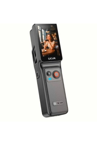 Sjcam C400 Pocket 4k Uhd 3'ü 1 Arada Titreşim Engelleme Çift Ekranlı Vlog Aksiyon Kamerası Siyah