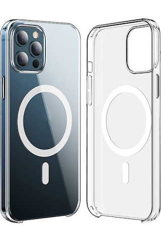 Apple Uyumlu iPhone 15 Pro Kılıf Wireless Şarj Özellikli Şeffaf Kapak Kılıf Renksiz
