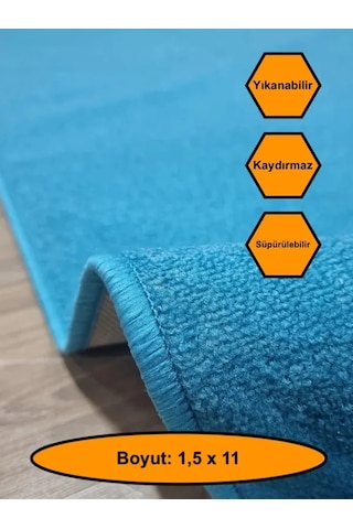 Desensiz Kaydırmaz Yolluk Kilim Halı 1,5x11 Metre Çok Renkli
