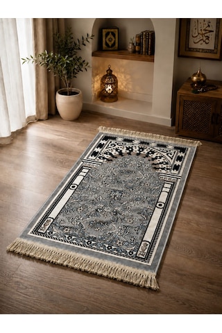 002-gri Ravza Seccade 14mm Sık Dokuma Medine Seccadesi 75 X 115