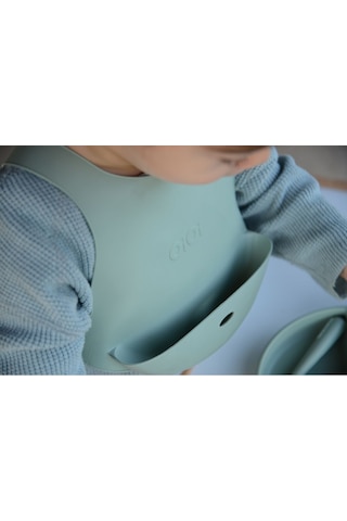 Oioi Silikon Mama Önlüğü - Aqua Green