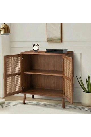 Dark Walnut Hazeran Detaylı Masif Büfe Ceviz
