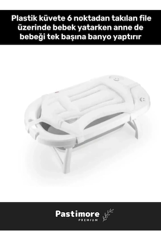 Premium Ultra Lüx Tüm Küvetlerle Uyumlu Köpük Dolgulu Kafa Yastıklı Bebek Banyo Filesi