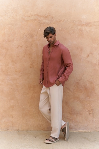 Mai Collection Mai Studios Co. Agnola Oversize Erkek Tarçın Keten Gömlek Tarçın