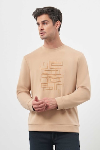 Morven Erkek Bej Trend Bisiklet Yaka Sweat-shirt 25ks063002653 Bej Bej