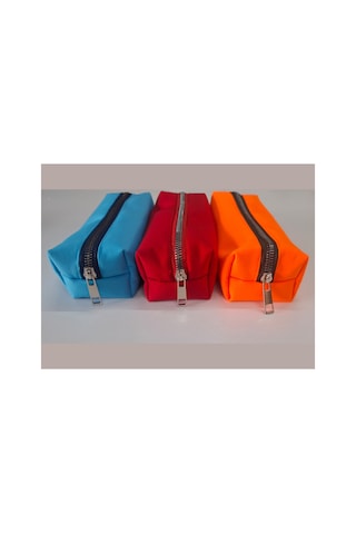 Kalemlik 3lü Set/paket Organizer Makyaj Çok Amaçlı Pinterest Okula Dönüş Çantası Tek Bölmeli Neon Turkuaz+kırmızı+neon Oranj