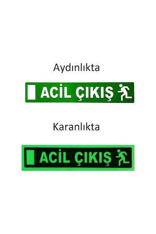 Acıl Çıkış Sticker Lümen Özellikli Fosforlu Karanlıkda Görünme Özelliğine Sahip