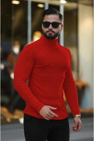 Ribac Erkek Bordo Boğazlı Triko Kazak Bordo