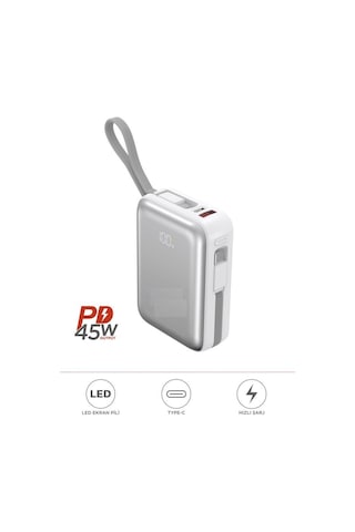 1028 20000 Mah Type-c Lightning 45 W Süper Hızlı Şarj Powerbank Gri
