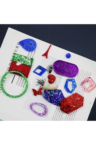 Ulzyvf Yapım Ve Takı Seti, Epoksi Dıy Kiti, Renkli Parça Malzemeleri Kiti, Geeroyoo Kalıplar Çok Renkli