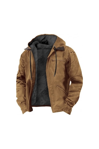 Erkekler İçin Rüzgar Geçirmez Ve Su Geçirmez Polar Astarlı Ceket Deve Tüyü