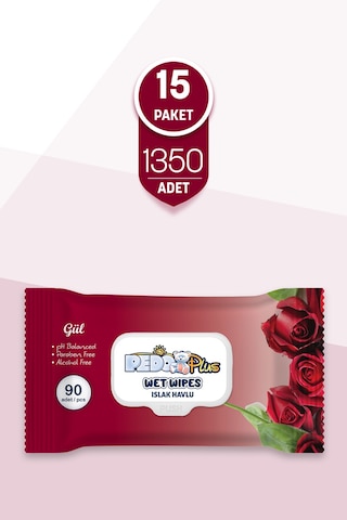Pedo Gül Kokulu Islak Mendil 90'lı 15 Paket