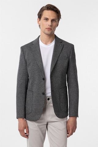 Süvari Siyah Slim Fit Desenli Mono Yaka 6 Drop Ceket-33889 Siyah