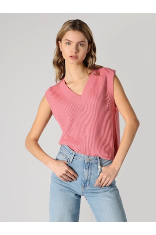 Colin's Regular Fit V Yaka Pembe Kadın Kazak CL1062235_Q1.V1_PLI