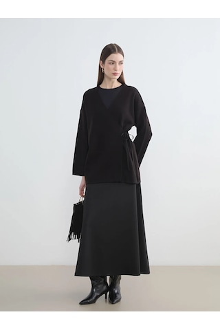 Lc Waikiki Siyah Kruvaze Yaka Kadın Kimono