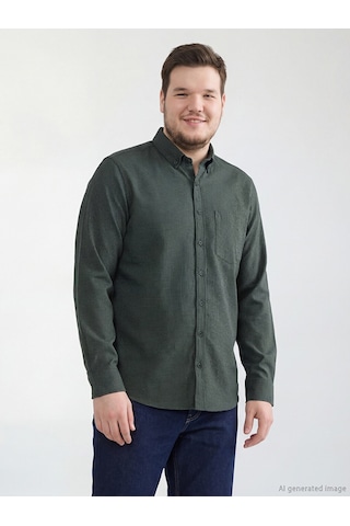 Lcwaıkıkı Classic Haki Regular Fit Desenli Erkek Gömlek