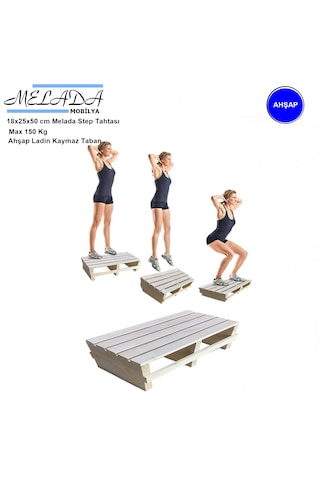18 Cm Yükseklikte Doğal Ahşaptan Ev İçi Kullanıma Uygun Kaymaz Tabanlı Step Tahtası 18x25x50 Cm