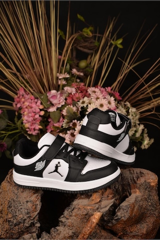 Cool Kids Çocuk Unisex Kışlık Su Geçirmez Kaydırmaz Hafif Kauçuk Taban Rahat Cilt Deri Spor Ayakkabı Siyah Beyaz