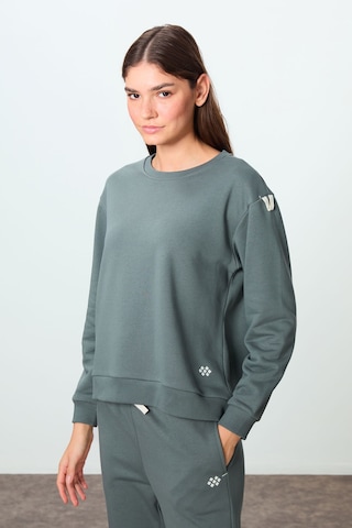 Tommy Life Haki Kompakt Pamuklu Kalın Pürüzsüz Dokulu O Yaka Oversize Fit Kadın Eşofman Takım - 95341 Haki