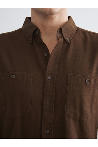 Lcwaıkıkı Classic Kahverengi Regular Fit Uzun Kollu Gabardin Erkek Gömlek