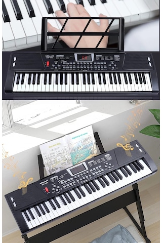 Hpy Aktüel 61 Tuşlu Dijital Klavye, Elektronik Piyano, Usb Bağlantılı, Dahili Hoparlör, Siyah, Taşınabilir Siyah