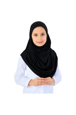 Modish Group Kız Çocuk Hazır Başörtüsü Pratik Penye Şal Tesettür Giyim Siyah
