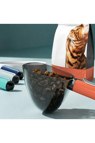 Tr Klipsli Ölçekli Kedi Köpek Mama Küreği 180 Ml Ölçülü Mama Kaşığı, Mama Poşeti Kapatma Klipsli, Kar
