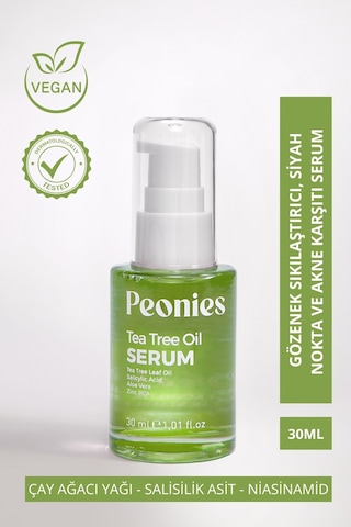 Peonies Tea Tree Oil Serum Çay Ağacı Yağı Niasinamid Aloe Vera Pantenol Salisilik Asit Ve Zinc Pca