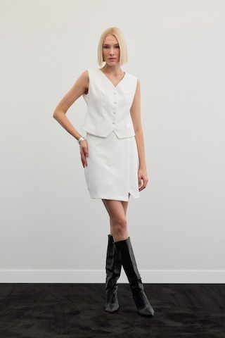 Sateen Klasik Yelek - Ekru-136496 Ekru