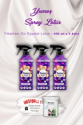 Yumoş Ev Ve Tekstil Spreyi Lotus Yıkanması Zor Eşyalar 3 X 450 Ml Rosıe Hediyeli Tekli