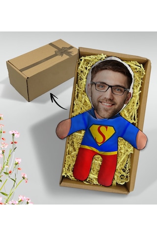 Bk Gift Hediye Kutusunda Kişiye Özel Fotoğraflı Erkek Süper Kahraman Bebek Yastık-15, Arkadaşa Hediye, Sevgiliye Hediye, Doğum Günü Hediyesi