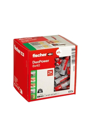 Fischer Duopower 8 X 40, Evrensel Dübel, Güçlü 2 Bileşenli Dübel, Beton, Tuğla, Taş, Alçı Yapı Plakaları Vb.